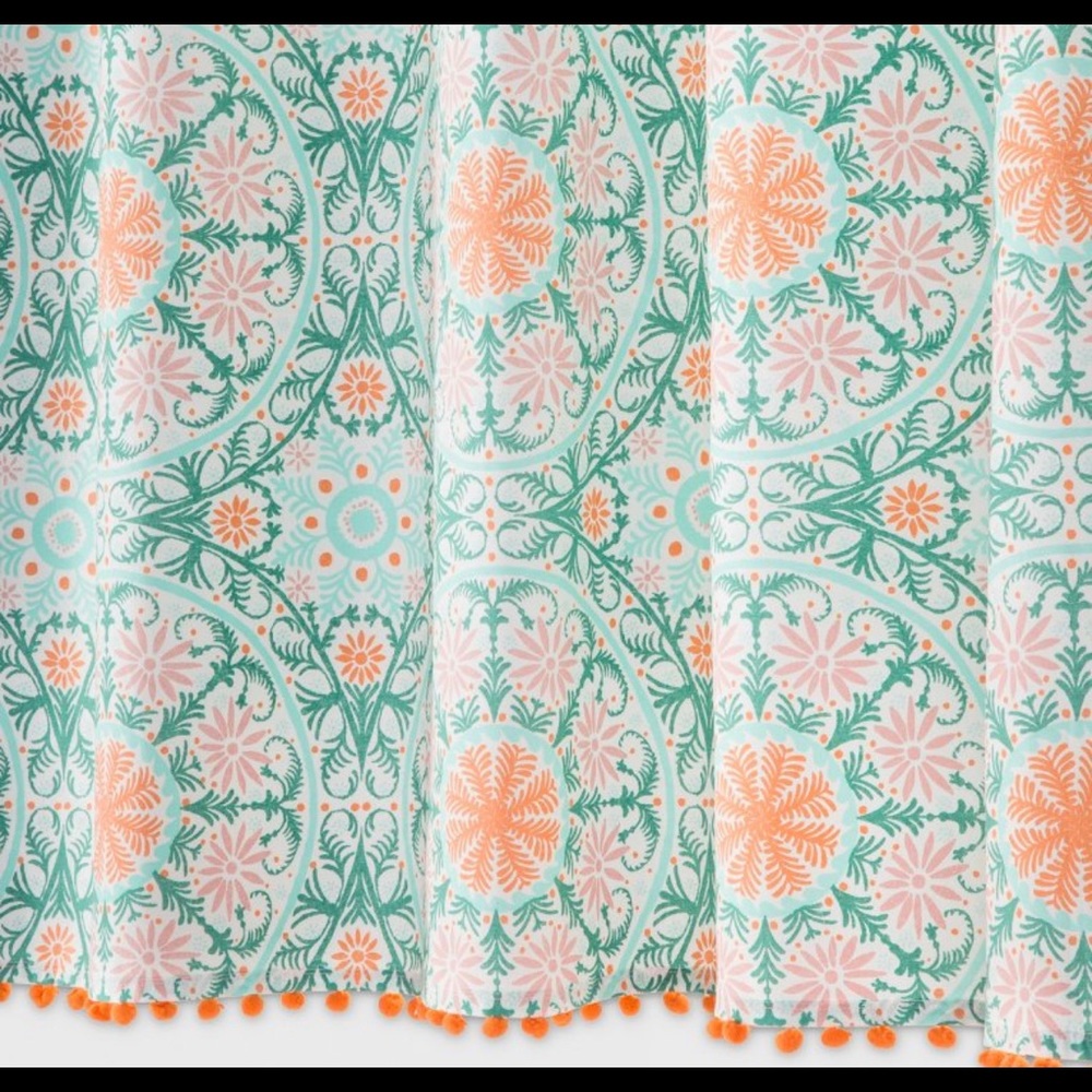 Opalhouse Shower Curtain Medallion Print with Pom Pom Fringe